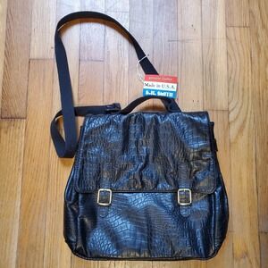 B.H. Smith‎ genuine leather black messenger bag made in USA nwt vintage